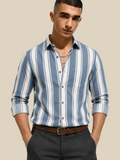 Grey Thick stripe Regular Fit  Casual  Shirt