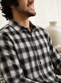 Slub  heavy  Checks Black Regular Fit Shirt