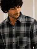 Slub Big Checks Grey Black Regular Fit shirts