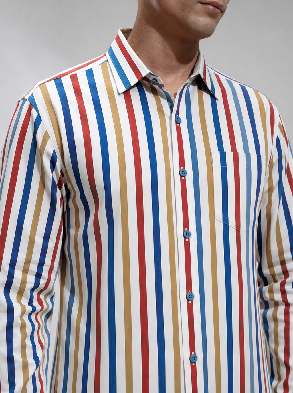 Big  Mins Lines Regular Fit  Casual  Shirt