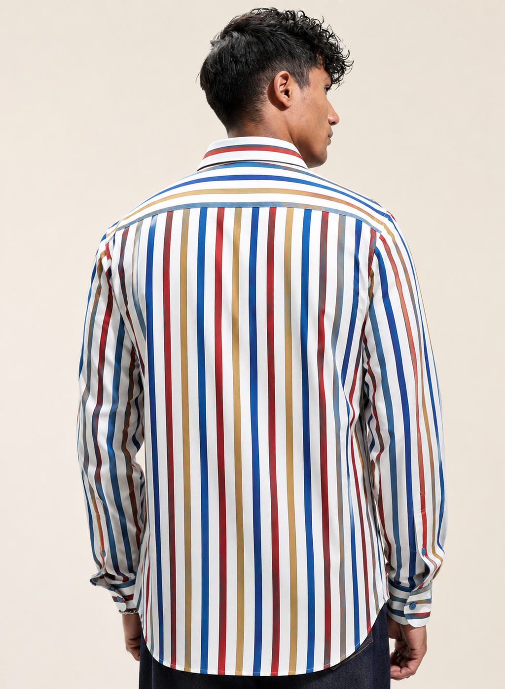 Big  Mins Lines Regular Fit  Casual  Shirt