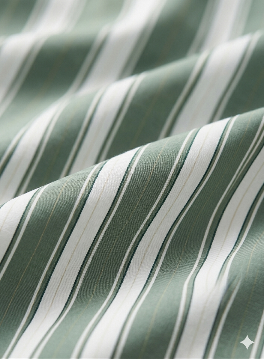 Green Thick stripe Regular Fit  Casual  Shirt