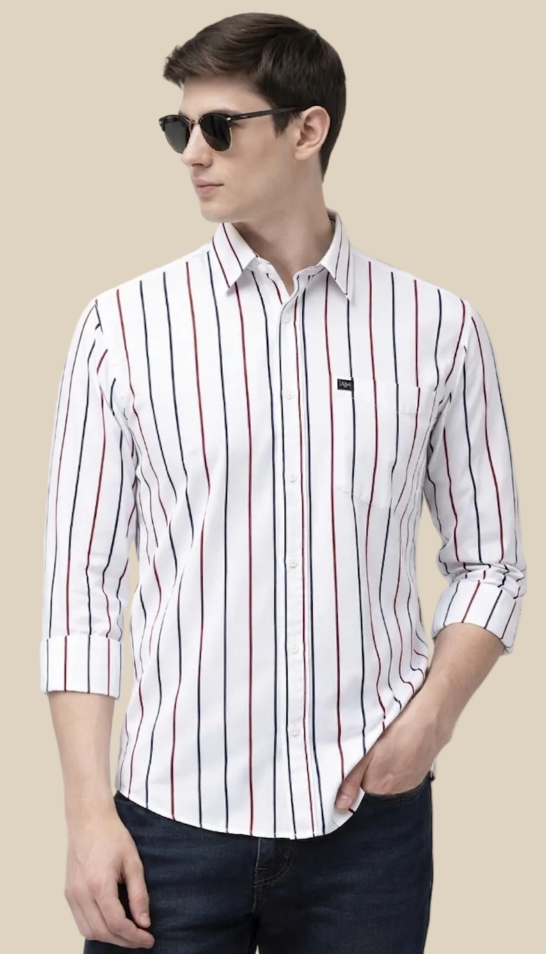 Mins Lines Regular Fit  Casual  Shirt