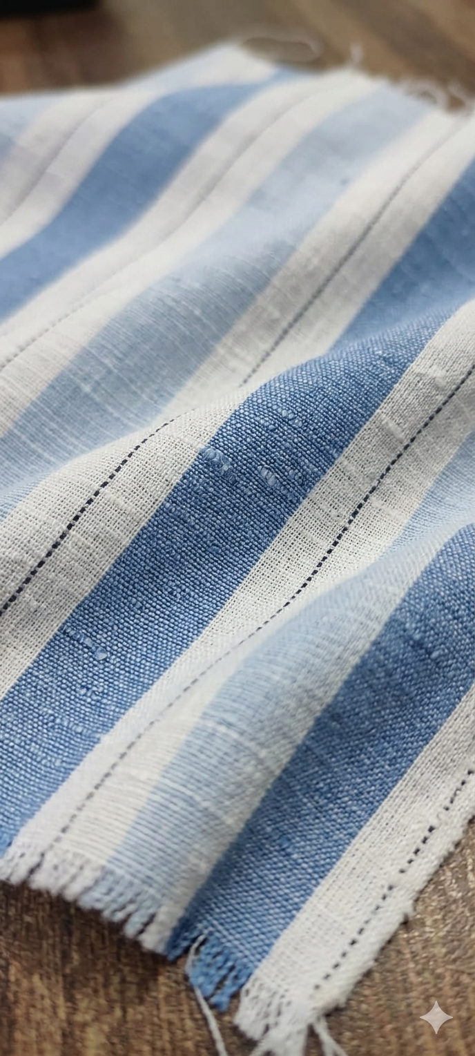 Slub stripe BlueRegular Fit  Casual  Shirt