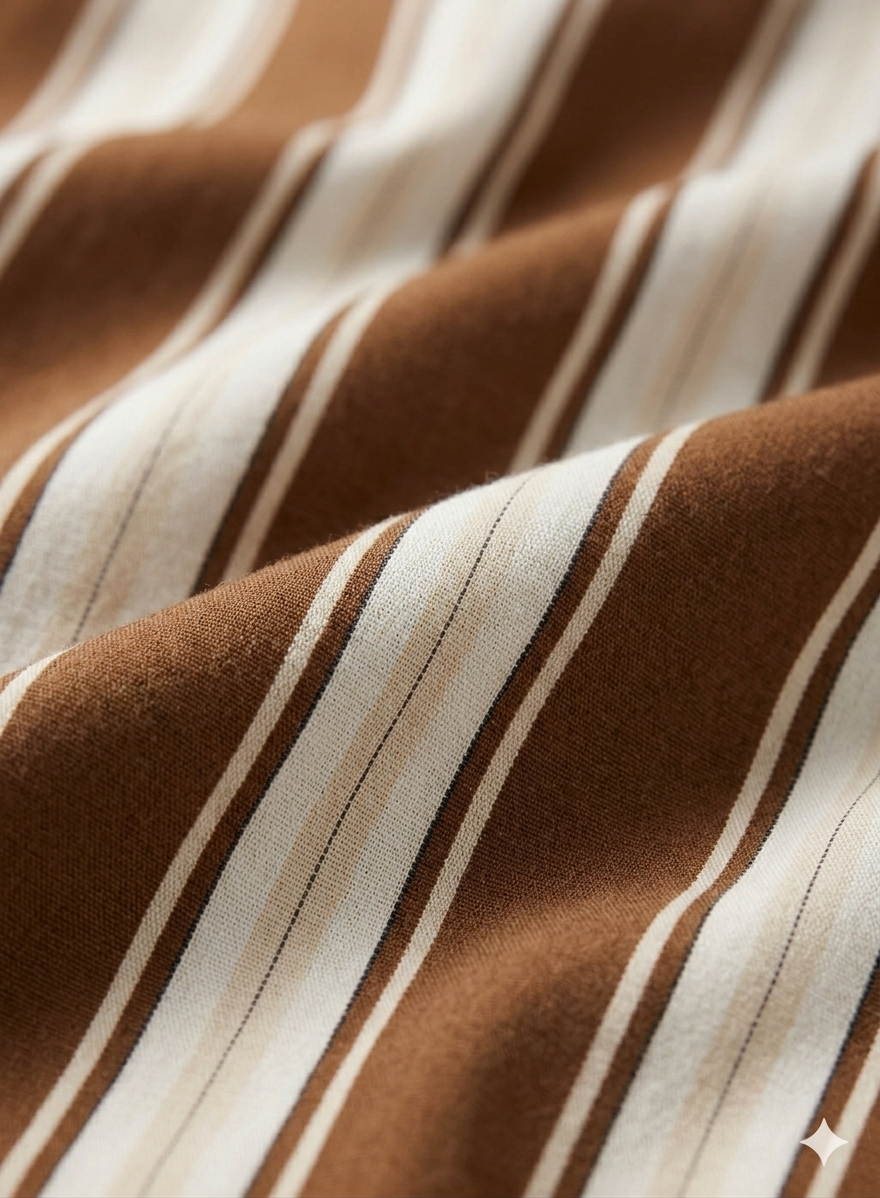 Brown Thick stripe Regular Fit  Casual  Shirt