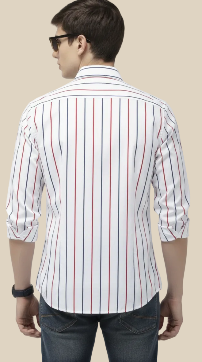 Mins Lines Regular Fit  Casual  Shirt