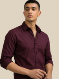Maroon Solid Plain Regular Fit  Casual  Shirt
