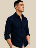 Navy Blue Solid Plain Regular Fit Casual Shirt