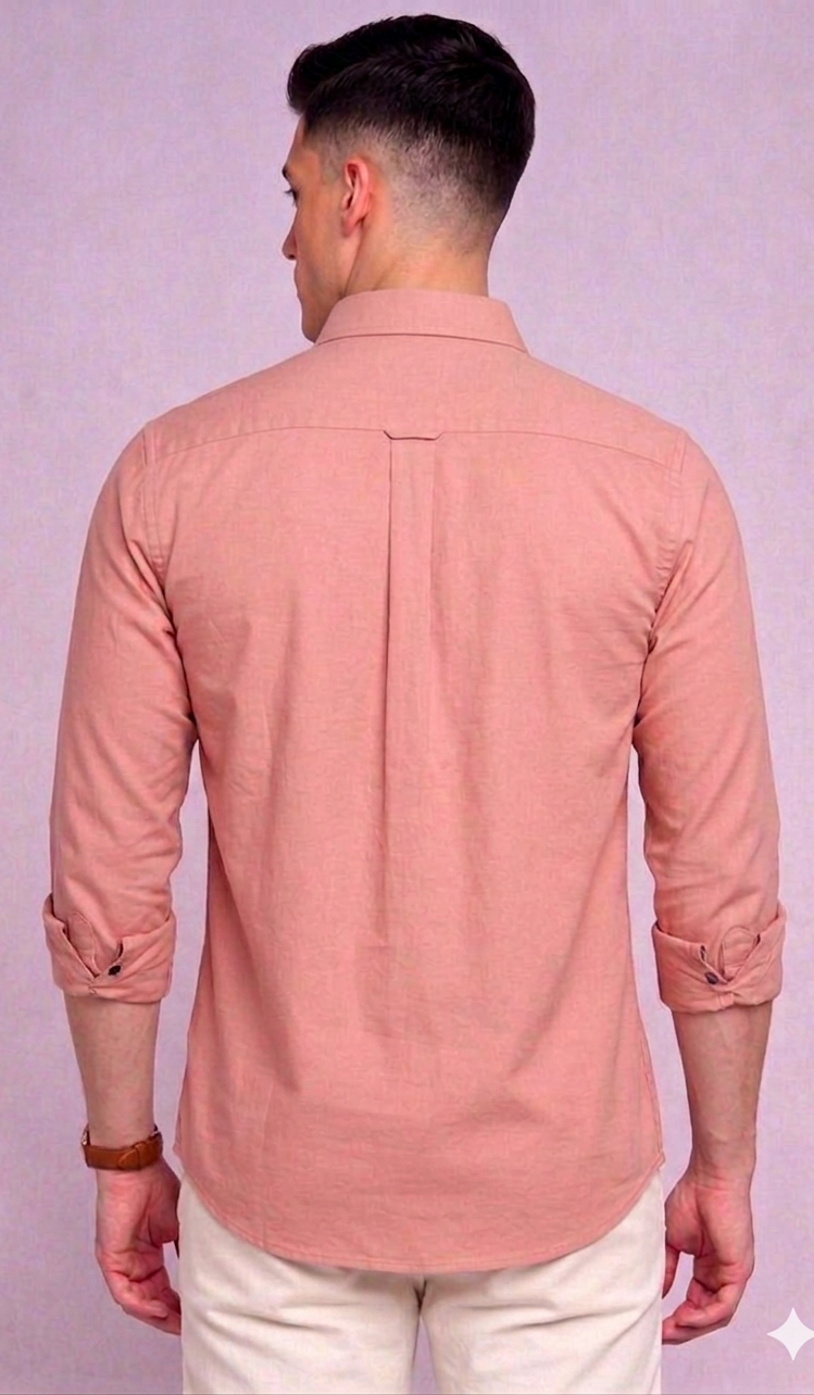 Pink Solid Plain Regular Fit Casual Shirt