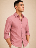Pink Solid Plain Regular Fit Casual Shirt