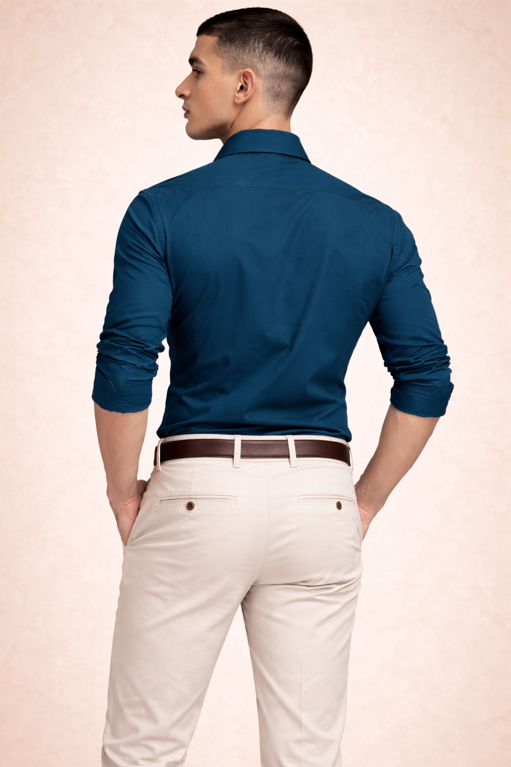 Teal Solid Plain Regular Fit Casual Shirt