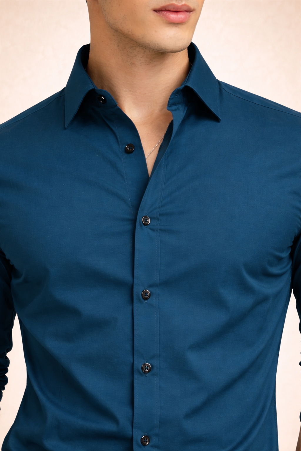 Teal Solid Plain Regular Fit Casual Shirt