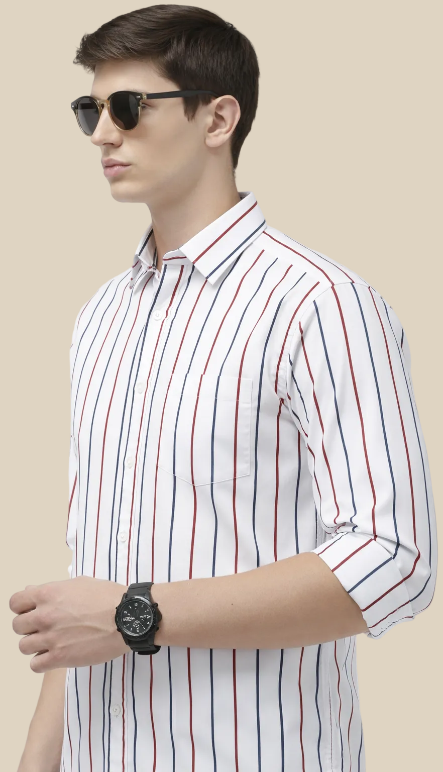 Mins Lines Regular Fit  Casual  Shirt